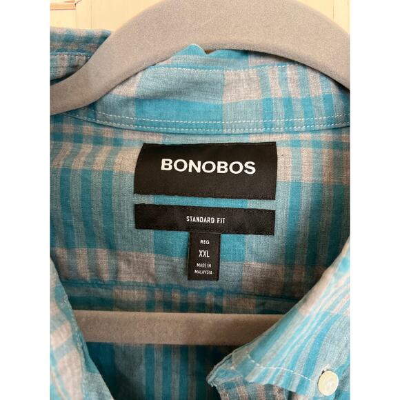Bonobos size XXL men’s teal and gray plaid button down shirt - Picture 2 of 3